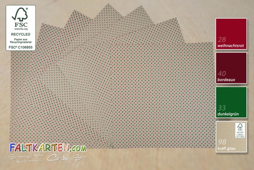 Designpapier 12x12" 220gr "Basic Weihnachten" in rot/grün | kraft grau