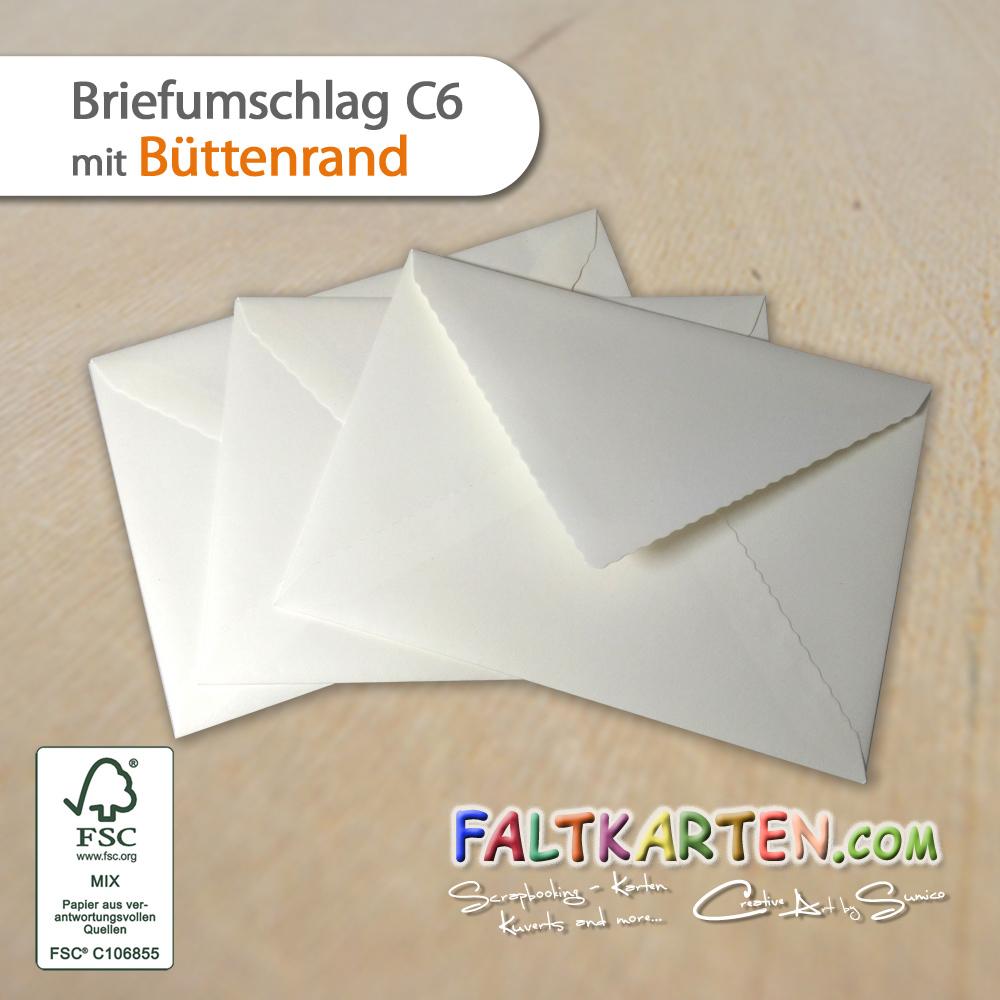 Briefumschlag DIN C6 120g/m² oF Nassklebung in elfenbein mit Büttenrand