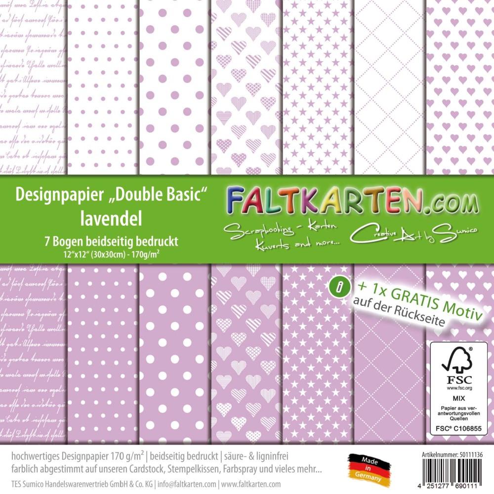 Designpapier 12"x12" beidseitig "Double Basic" in lavendel