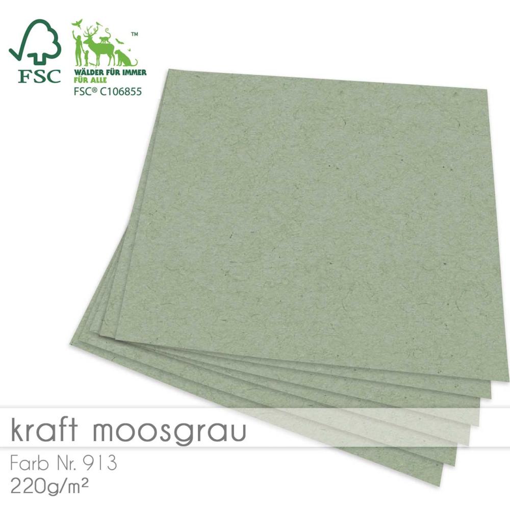 Cardstock "Recycling" 12"x12" 220g/m² (30,5 x 30,5cm) in kraft moosgrau