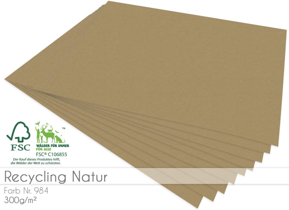 Cardstock "Premium" - Bastelpapier 300g/m² DIN A4 in recycling natur