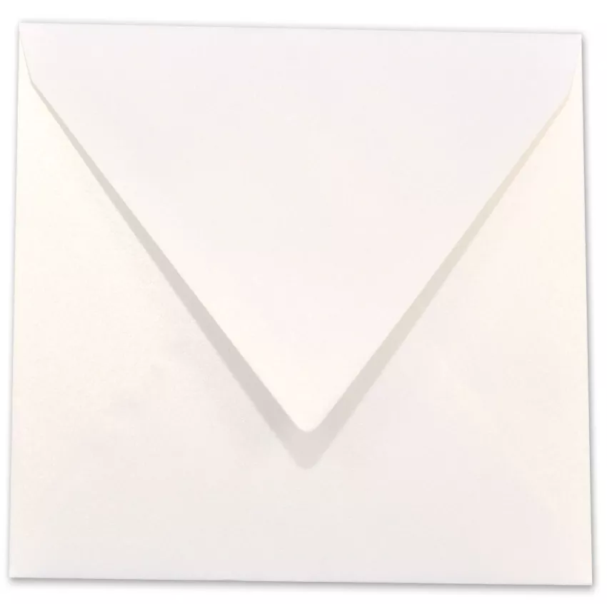 Briefumschlag 16x16cm in metallic-perlweiss, 120g, ohne Fenster, Nassklebung
