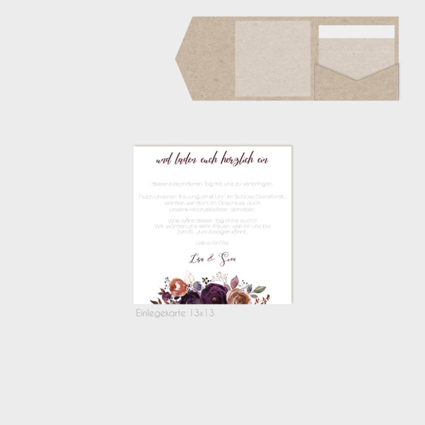 Einlegekarten-Bundle "Boho Violett-Flower" Quadrat | 2