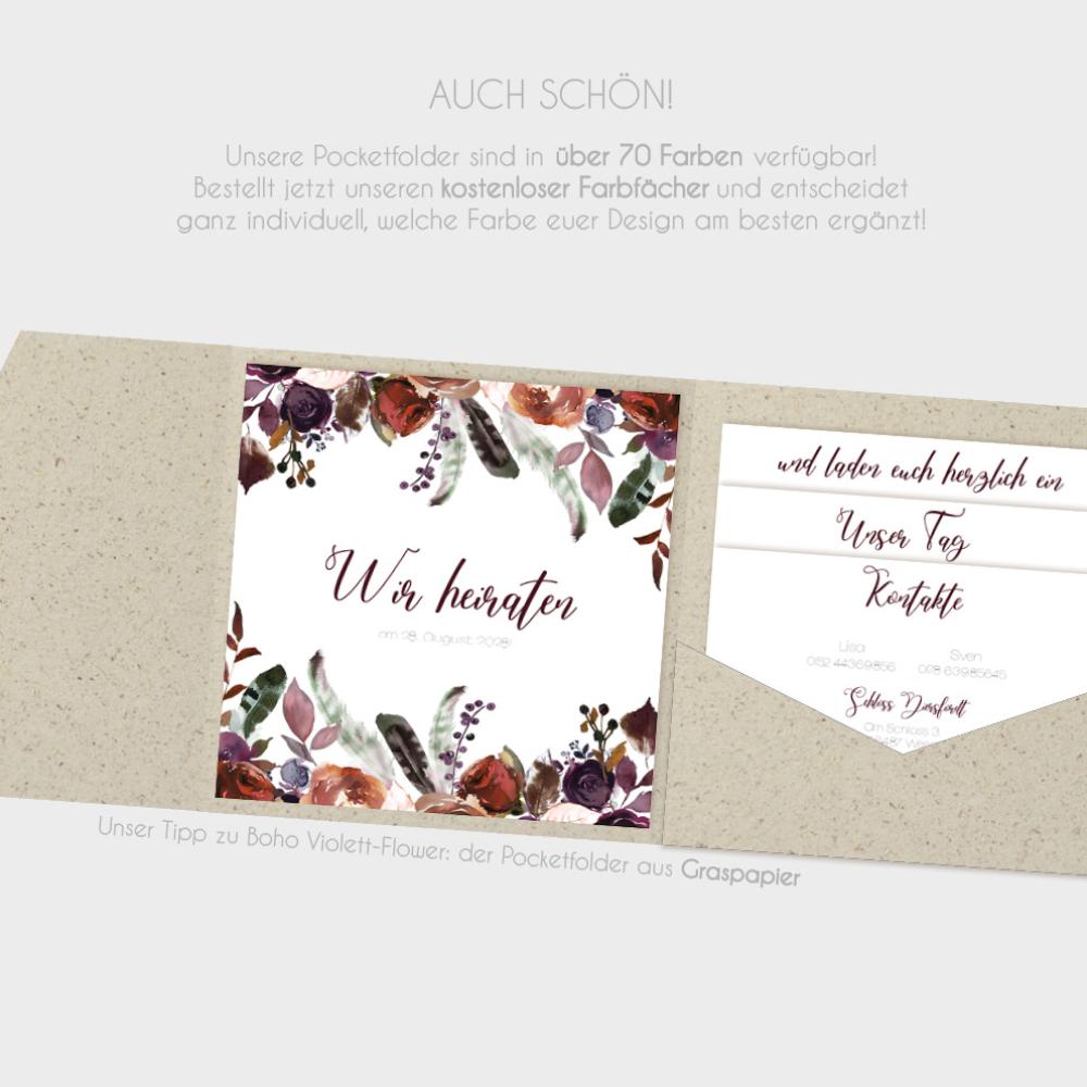Einlegekarten-Bundle "Boho Violett-Flower" Quadrat | 2