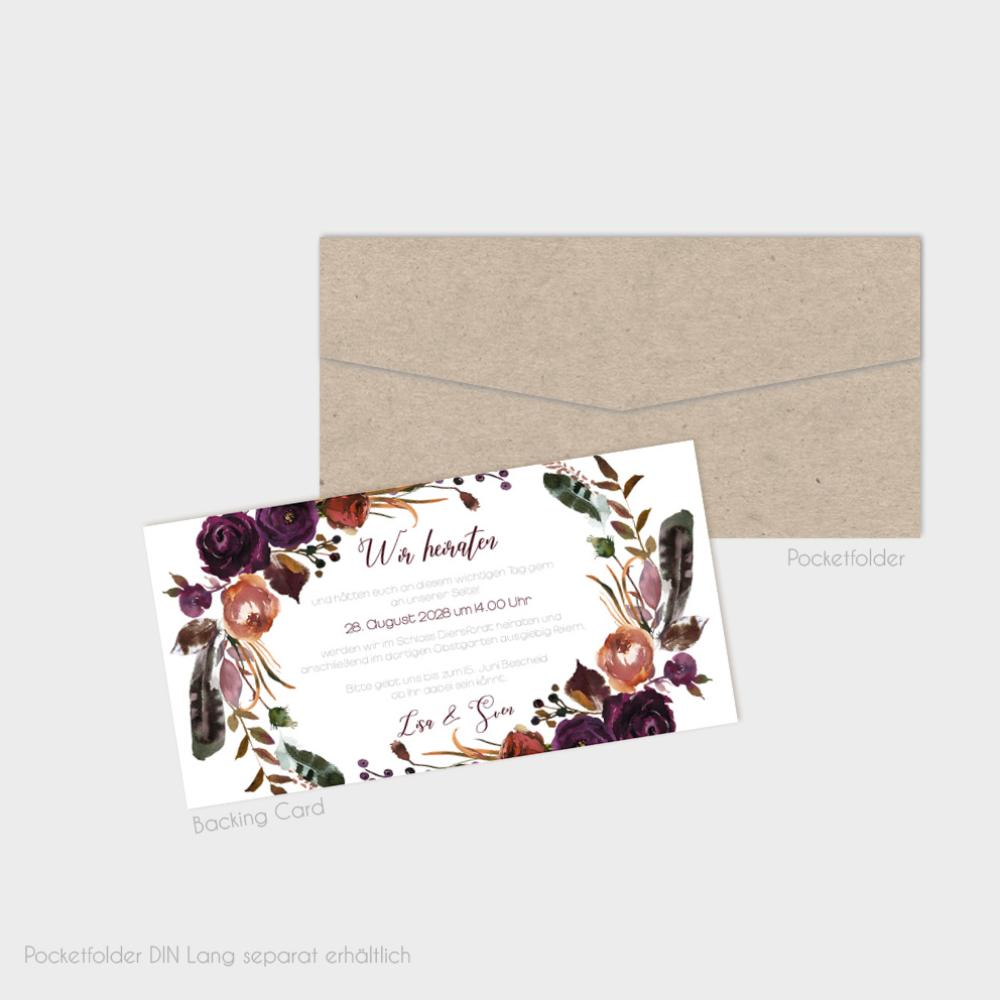 Einlegekarten-Bundle "Boho Violett-Flower" DIN Lang | 2