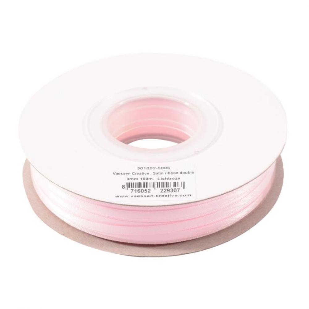 Vaessen Creative - Satinband 3mm 100m Rolle Rosa