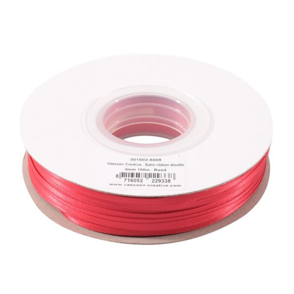 Vaessen Creative - Satinband 3mm 100m Rolle Rot