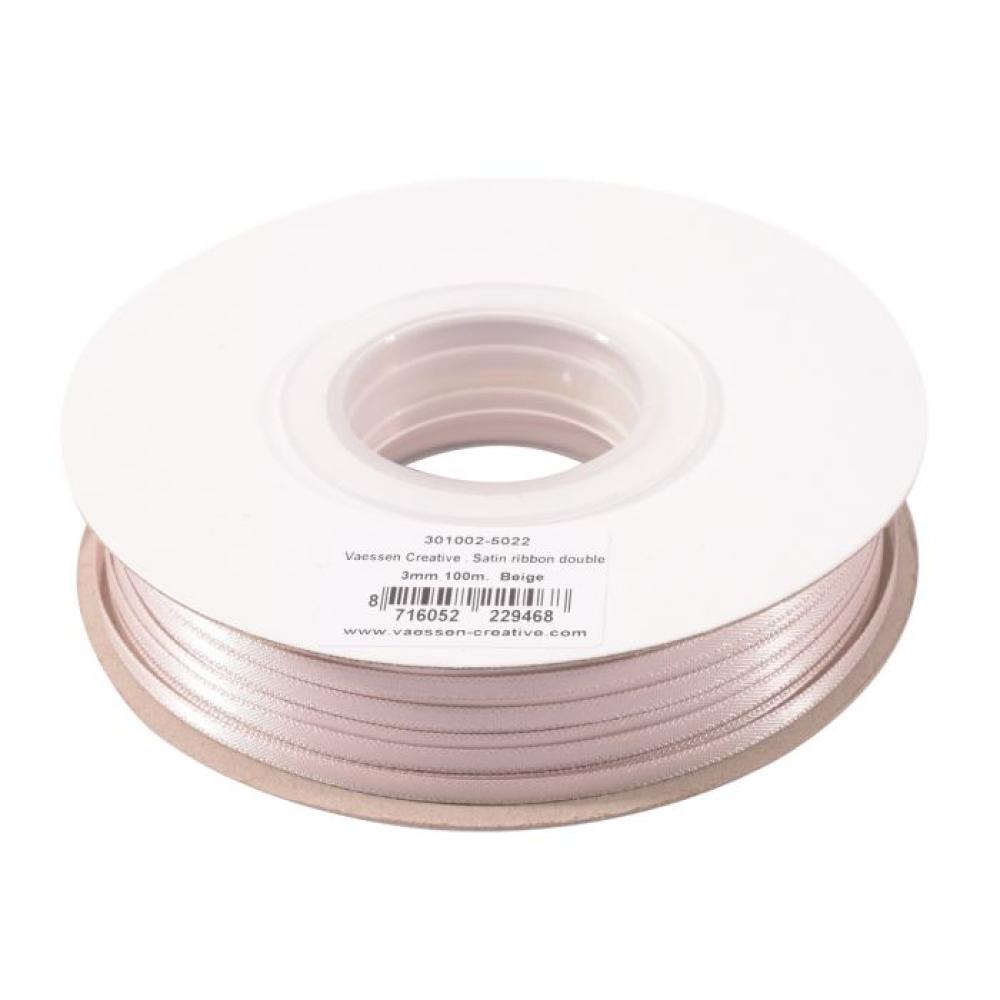 Vaessen Creative - Satinband 3mm 100m Rolle Beige