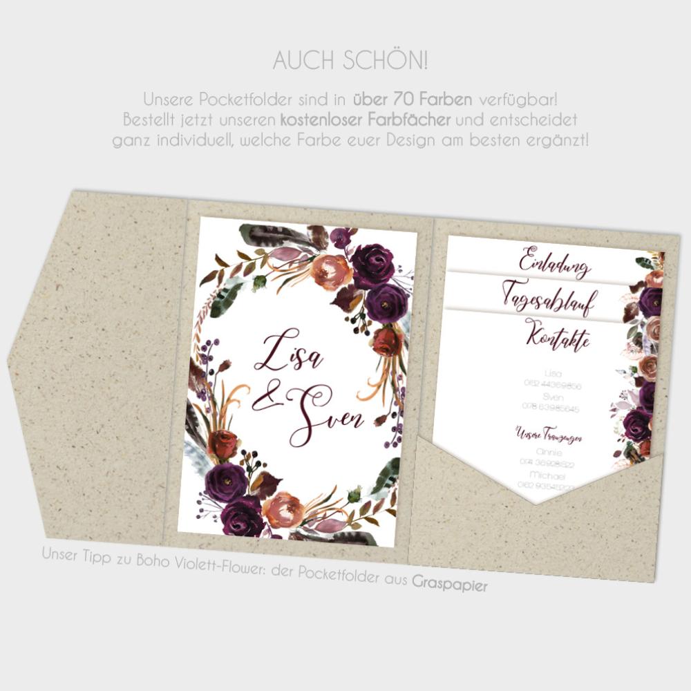 Einlegekarte "Boho Violett-Flower"11x14