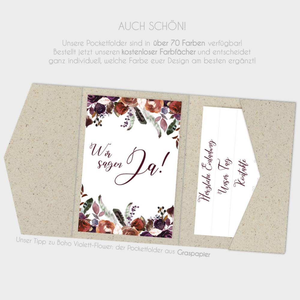 Einlegekarte "Boho Violett-Flower" 15x8