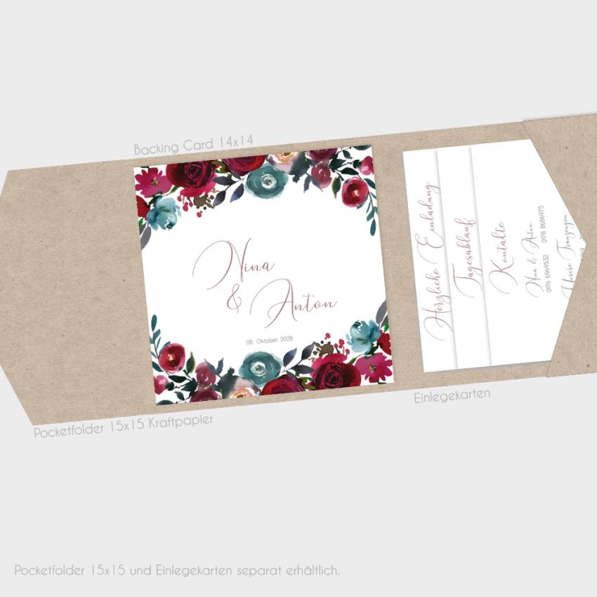 Backing-Card "Merlot und Navy" Quadrat 14x14