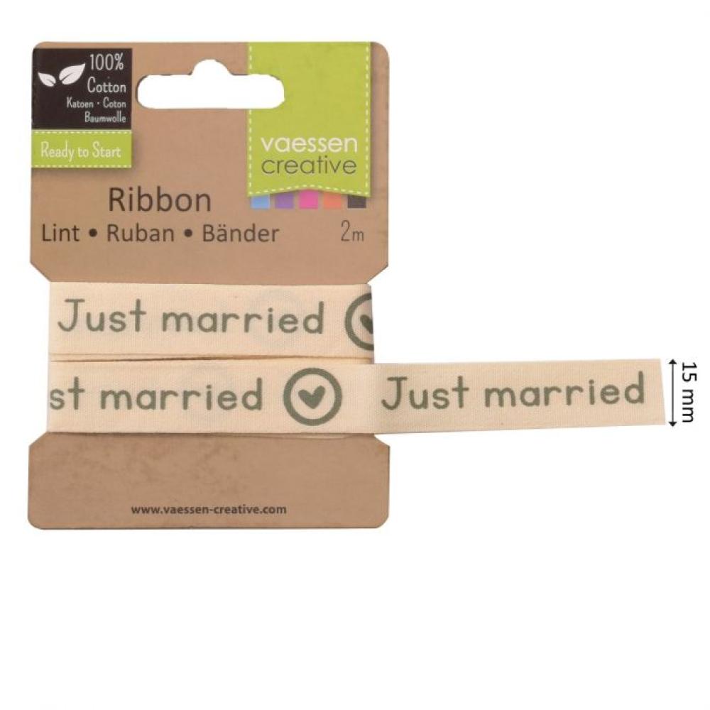 Vaessen Motivband/Text 15mm "Just Married" 2m