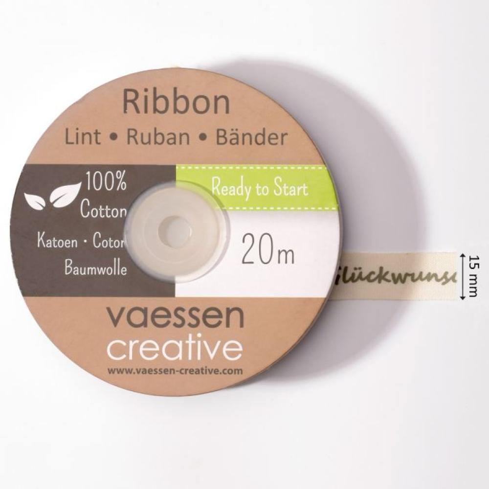 Vaessen Motivband/Text 15mm "Herzlichen Glückwunsch" 20m