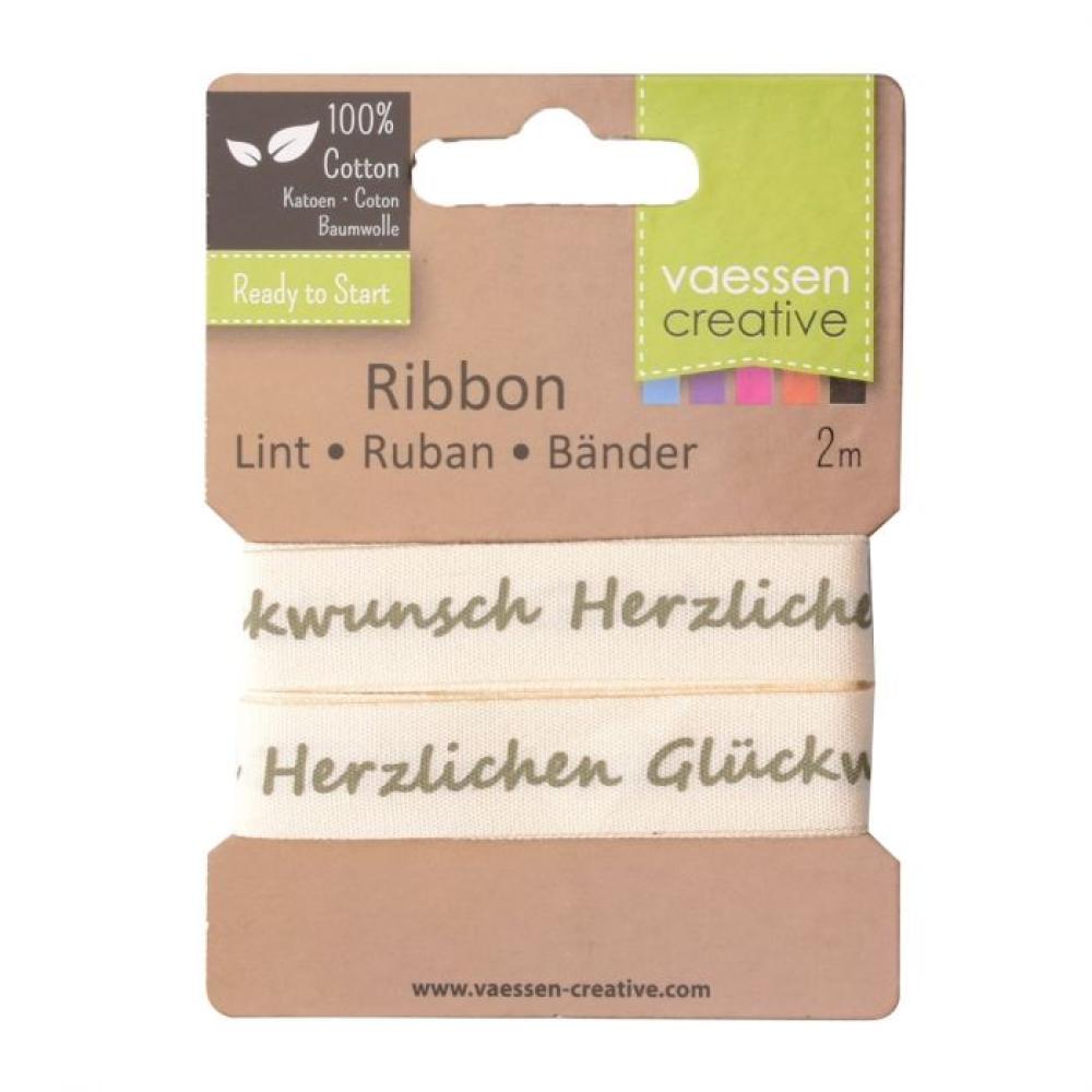 Vaessen Motivband/Text 15mm "Herzlichen Glückwunsch" 2m