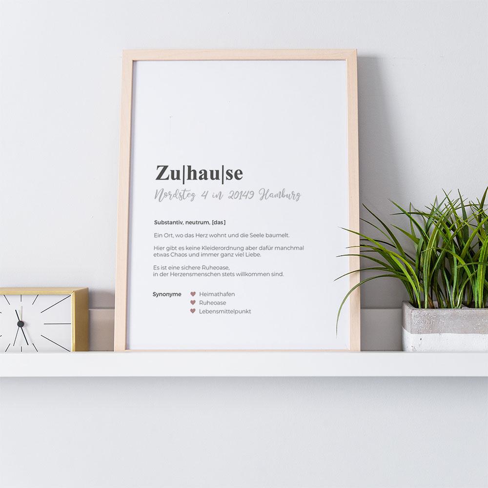 Definitionsposter "Zuhause 1" | Geschenkidee | Personalisiert | individuelles Bild | Wörterbuch