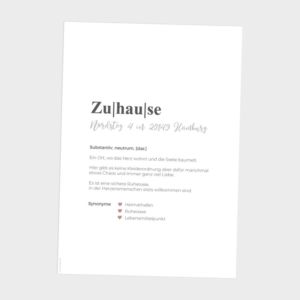 Definitionsposter "Zuhause 1" | Geschenkidee | Personalisiert | individuelles Bild | Wörterbuch