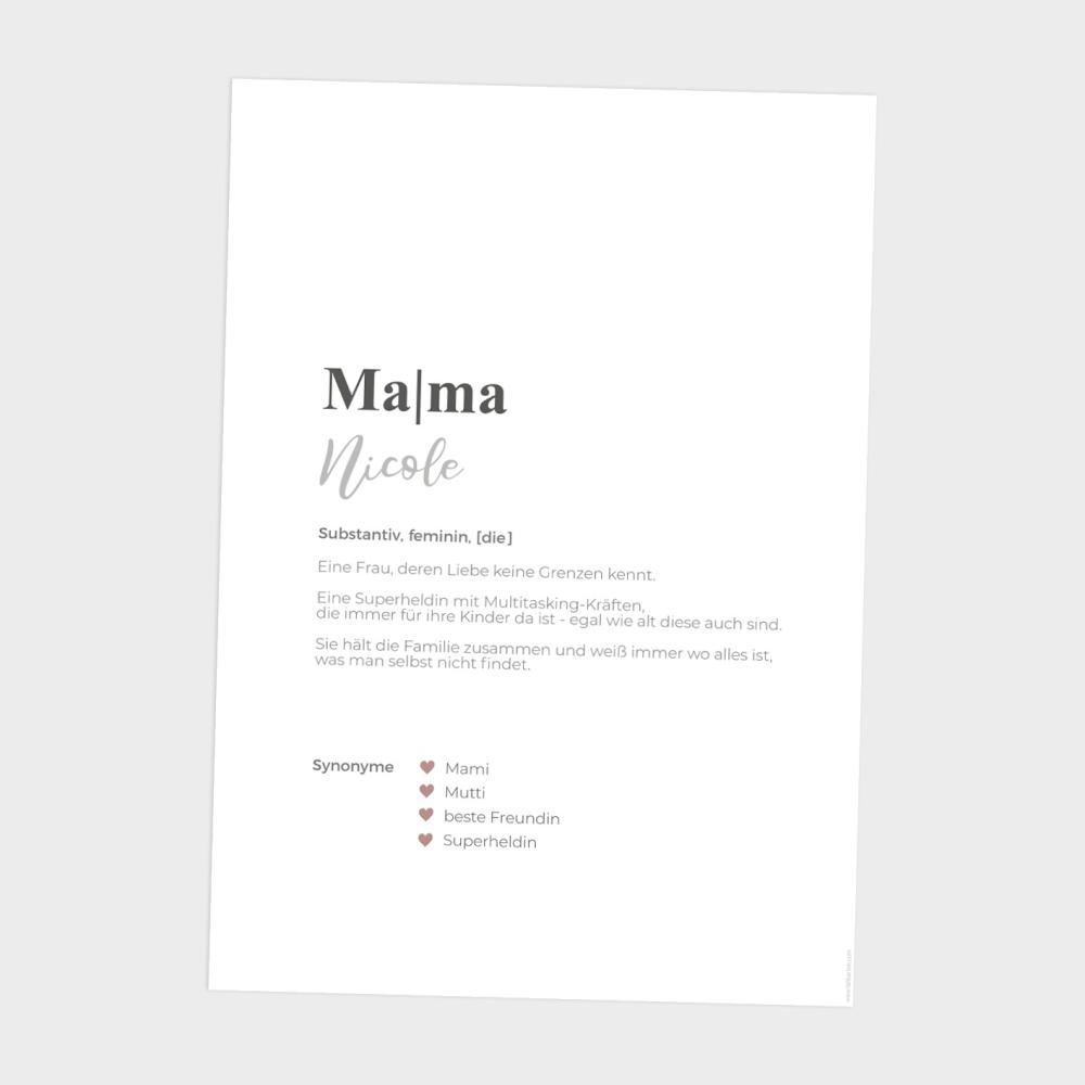 Definitionsposter "Mama 1" | Geschenkidee | Personalisiert | individuelles Bild | Wörterbuch