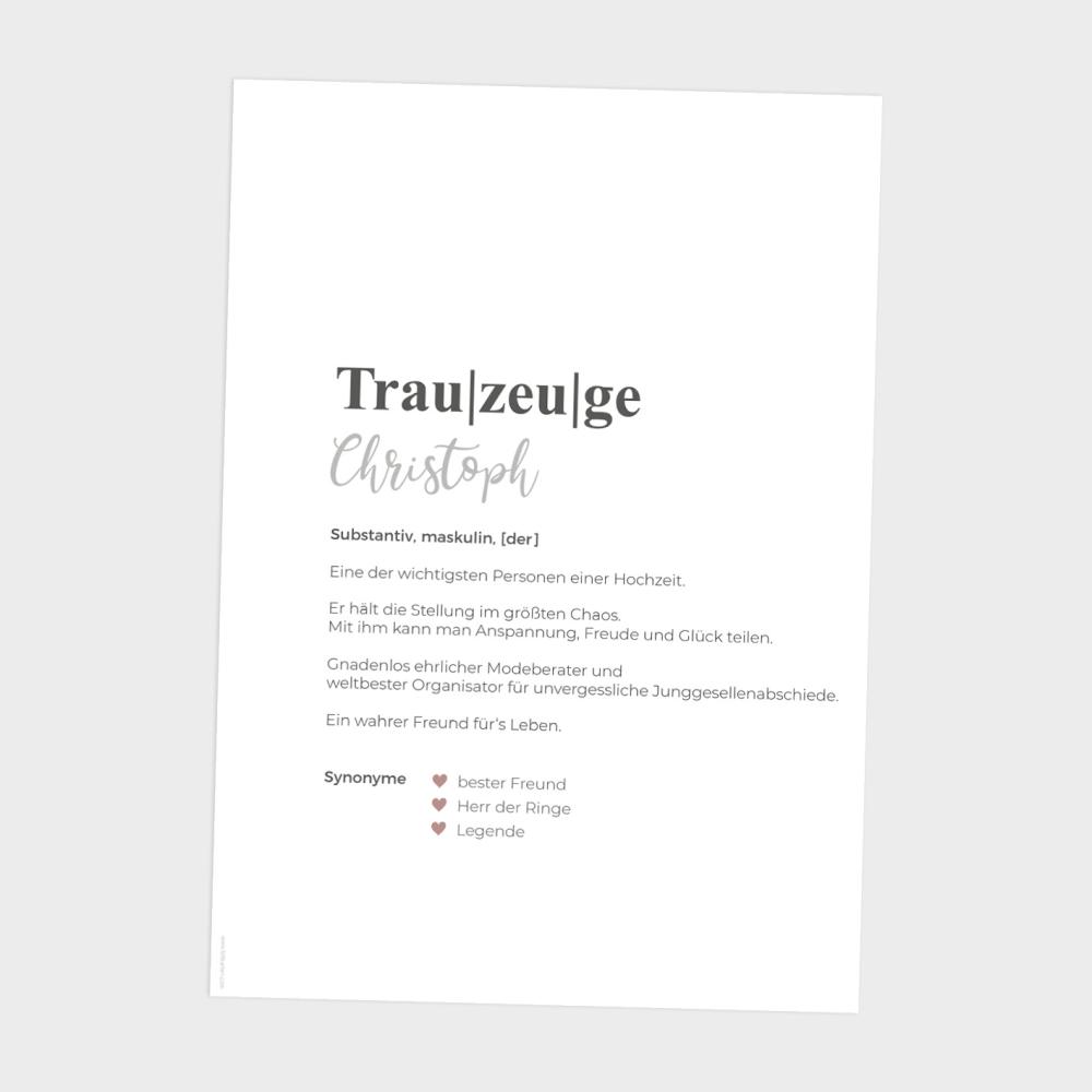 Definitionsposter "Trauzeuge 1" | Geschenkidee | Personalisiert | individuelles Bild | Wörterbuch