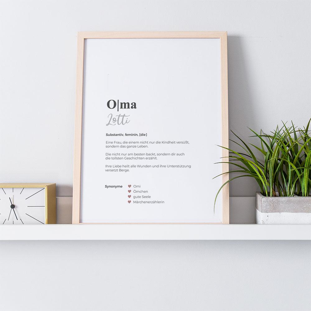 Definitionsposter "Oma 1" | Geschenkidee | Personalisiert | individuelles Bild | Wörterbuch