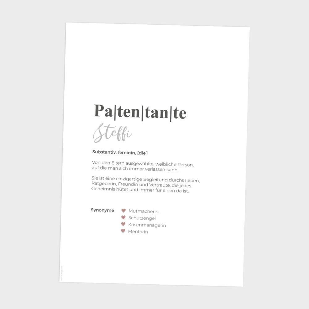 Definitionsposter "Patentante 1" | Geschenkidee | Personalisiert | individuelles Bild | Wörterbuch