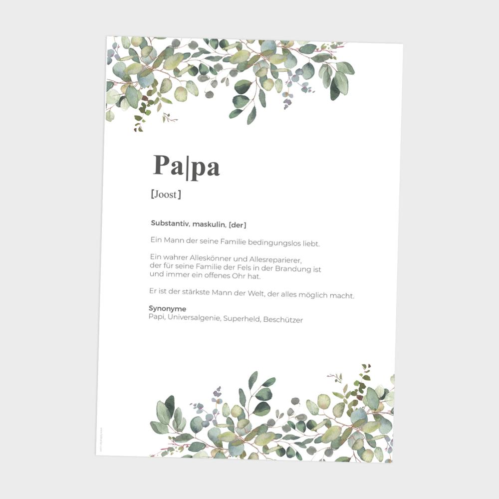 Definitionsposter "Papa 2" | Geschenkidee | Personalisiert | individuelles Bild | Wörterbuch