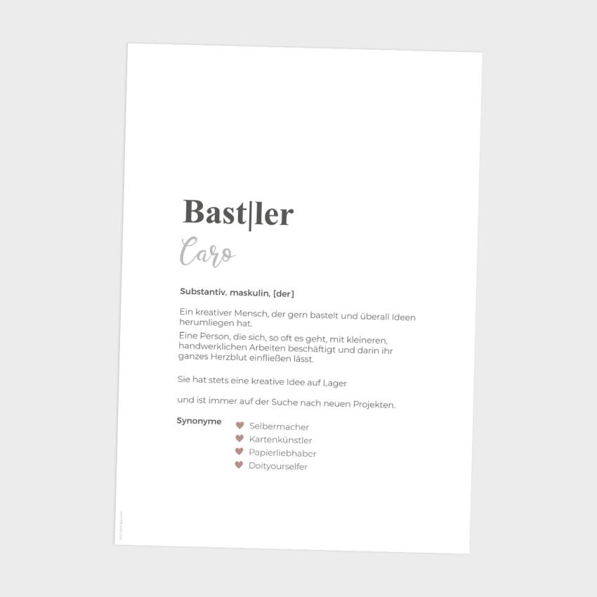 Definitionsposter "Bastler 1" | Geschenkidee | Personalisiert | individuelles Bild | Wörterbuch