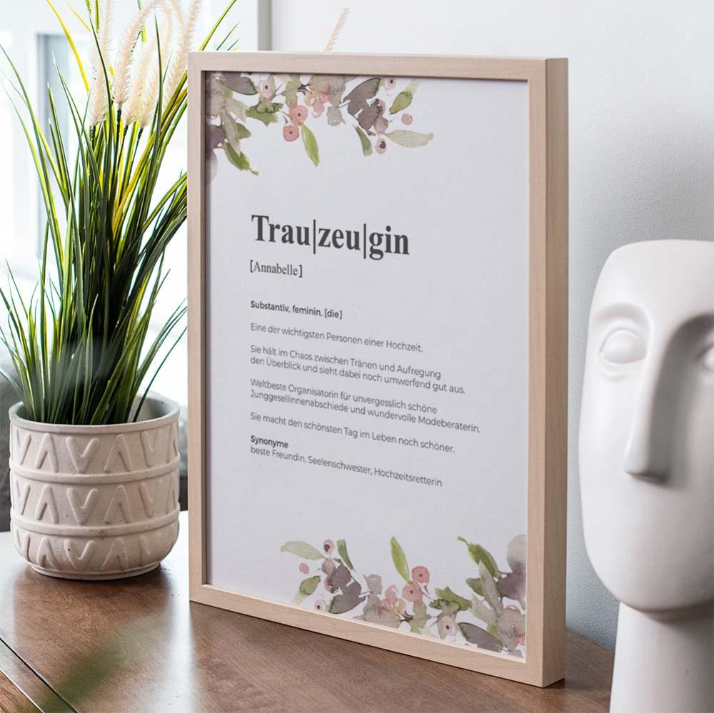 Definitionsposter "Trauzeugin 2" | Geschenkidee | Personalisiert | individuelles Bild | Wörterbuch