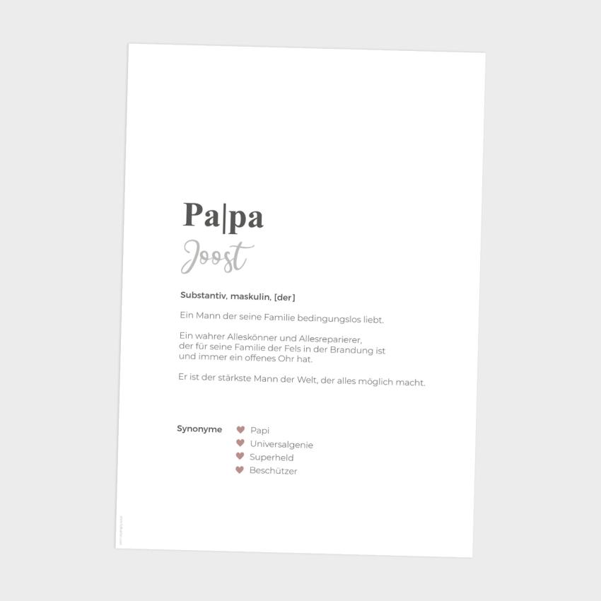 Definitionsposter "Papa 1" | Geschenkidee | Personalisiert | individuelles Bild | Wörterbuch