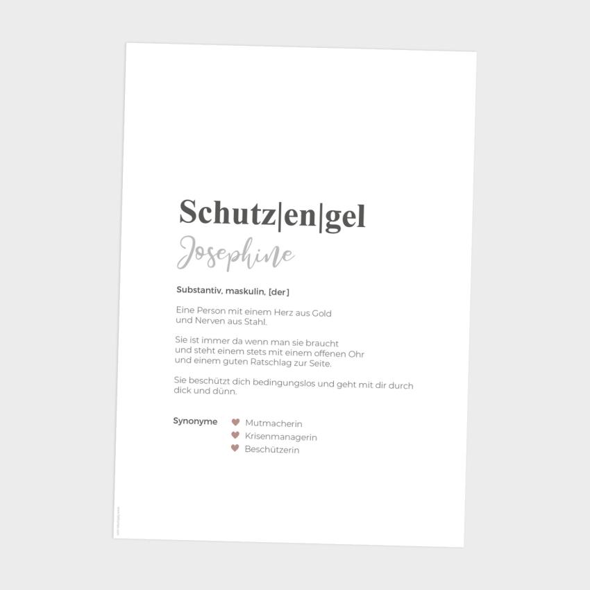 Definitionsposter "Schutzengel 1" | Geschenkidee | Personalisiert | individuelles Bild | Wörterbuch