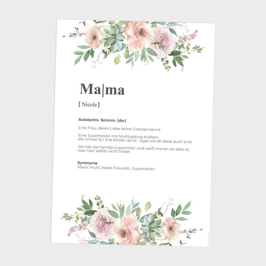 Definitionsposter "Mama 2" | Geschenkidee | Personalisiert | individuelles Bild | Wörterbuch