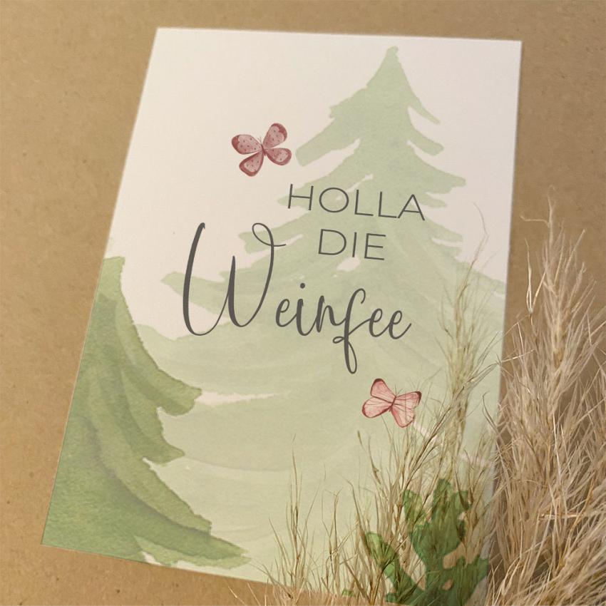 Spruchposter "Holla die Weinfee" | Geschenkidee | Personalisiert | individuelles Bild | Wanddeko