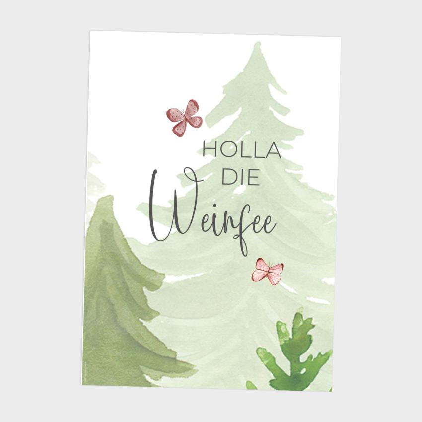 Spruchposter "Holla die Weinfee" | Geschenkidee | Personalisiert | individuelles Bild | Wanddeko