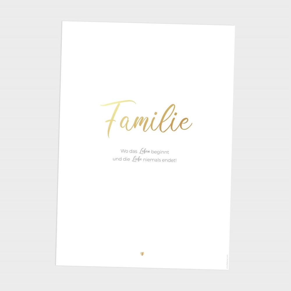 Metallicposter "Familie" | Goldposter | Familienposter | Personalisiertes Poster | Wanddeko