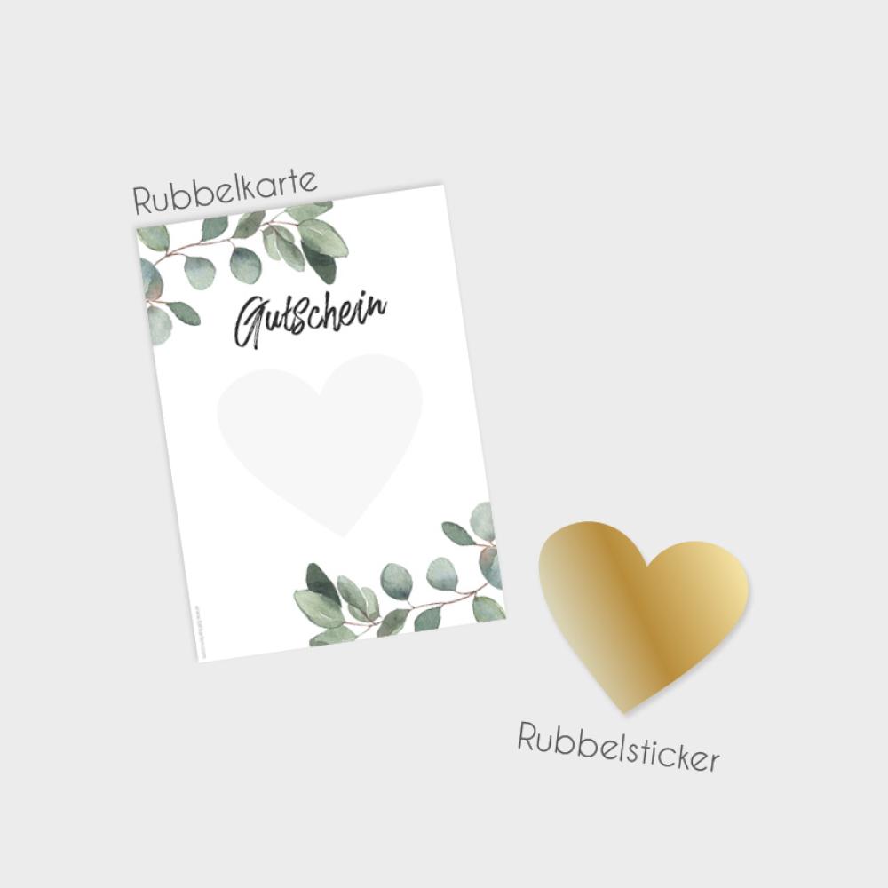 Rubbelkarten-Bundle DIN A6 "Eukalyptus" | Rubbellose | Postkarten | Gutscheine | Glückslos