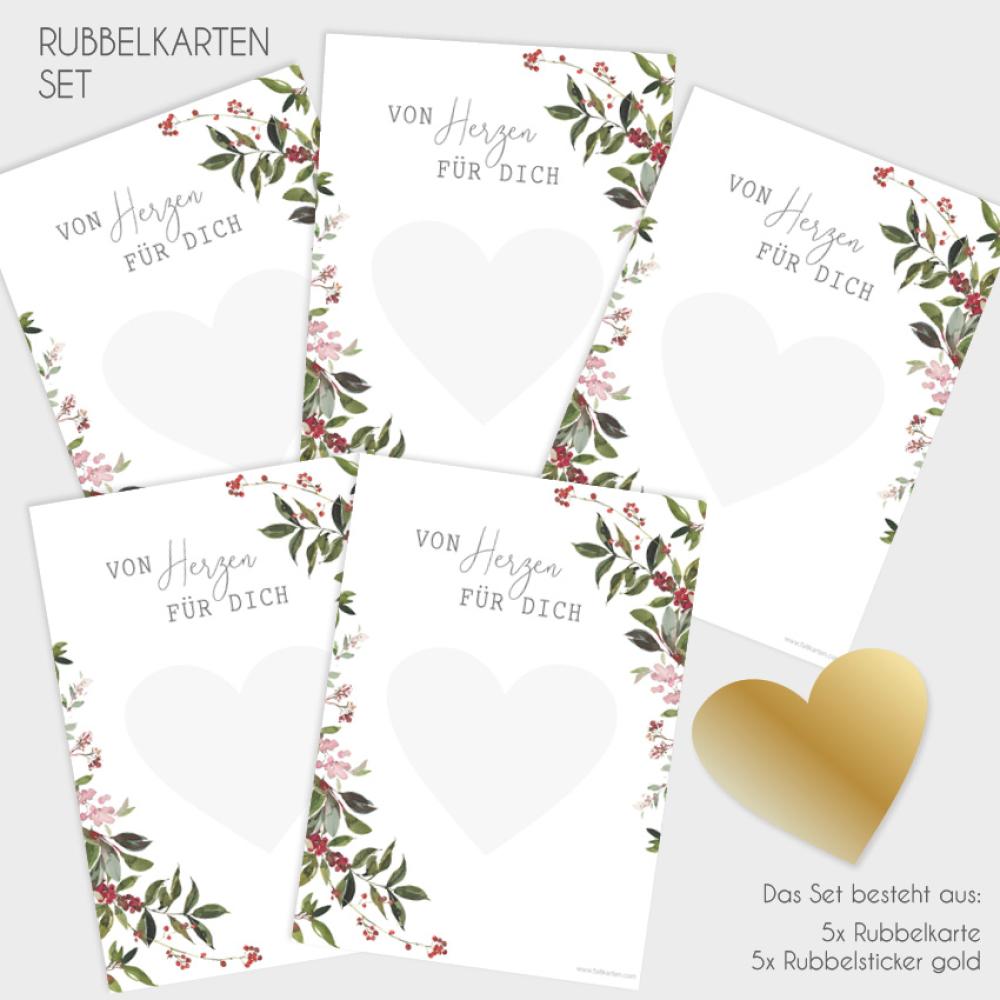 Rubbelkarten-Bundle DIN A6 "Winterberries" | Rubbellose | Postkarten | Gutscheine | Glückslos