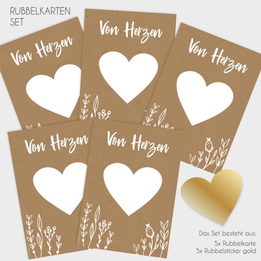 Rubbelkarten-Bundle DIN A6 "Kraft White" | Rubbellose | Postkarten | Gutscheine | Glückslos