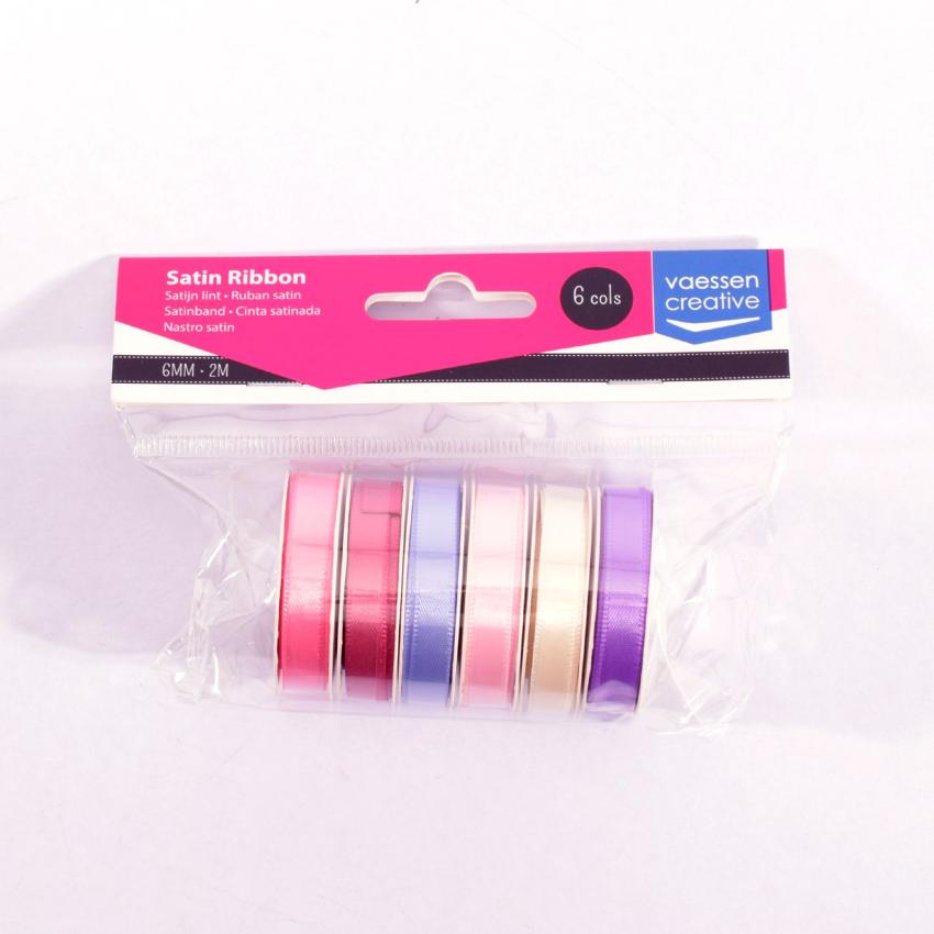 Vaessen Creative - Satinband Set "Babyrosa" 6mm 6 Farbe je 2m