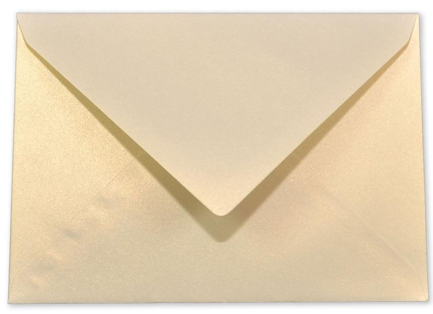 Briefumschläge - Briefhüllen in metallic-ivory, DIN B6 120g/m² oF, Nassklebung