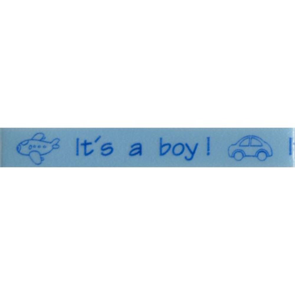 Vaessen Motivband/Text 10mm "It's A Boy - Blau" 6m