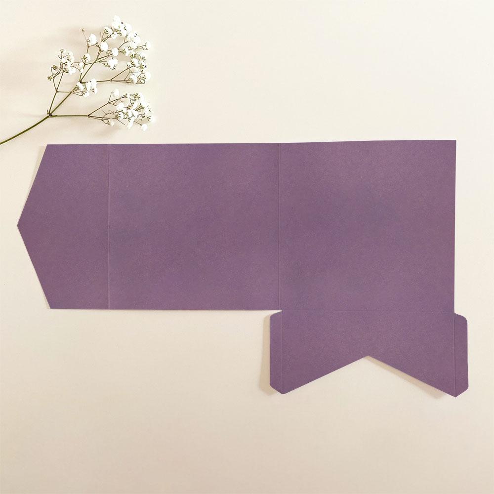 Pocketfold-Karte Quadrat (15x15) Recycling-Karton "Kraft Purple" Exklusiv Line