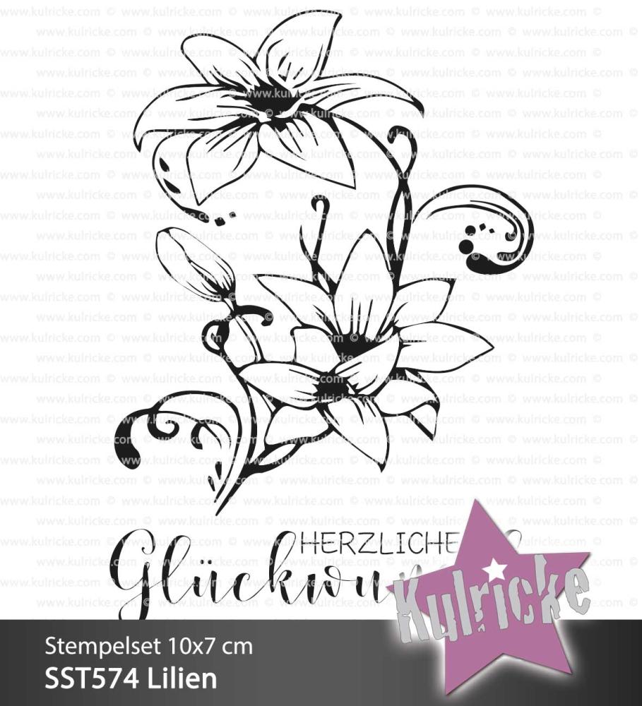 Kulricke Stempelset "Lilien" Clear Stamp Motiv-Stempel