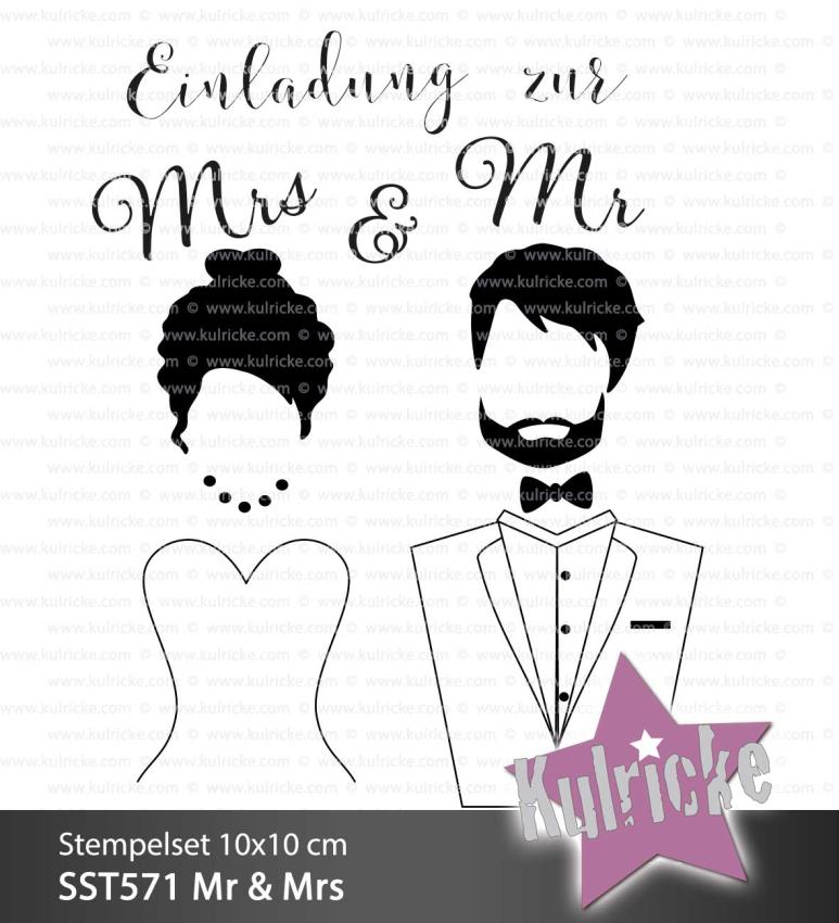 Kulricke Stempelset "Mr & Mrs" Clear Stamp Motiv-Stempel