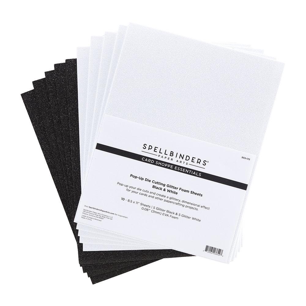 Spellbinders - Glitter Foam Sheets - "Black & White " - Schaumstoffplatten Glitzer 