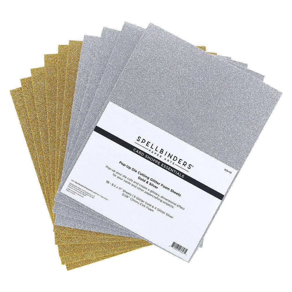 Spellbinders - Glitter Foam Sheets - " Gold & Silver" - Schaumstoffplatten Glitzer 