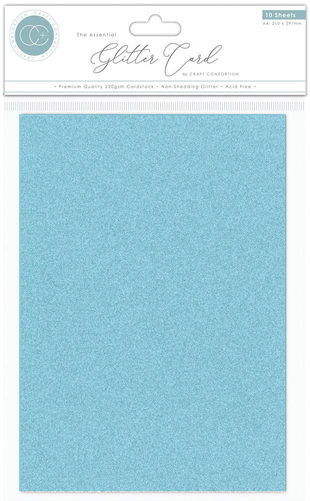 Craft Consortium - Glitzerpapier A4 "Sky Blue" Glitter Card - 10 Bogen