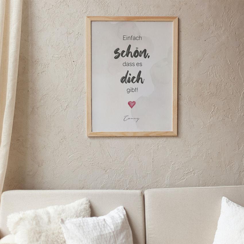 Spruchposter "Schön, dass es dich gibt" | Geschenkidee | Personalisiert | individuelles Bild | Wanddeko