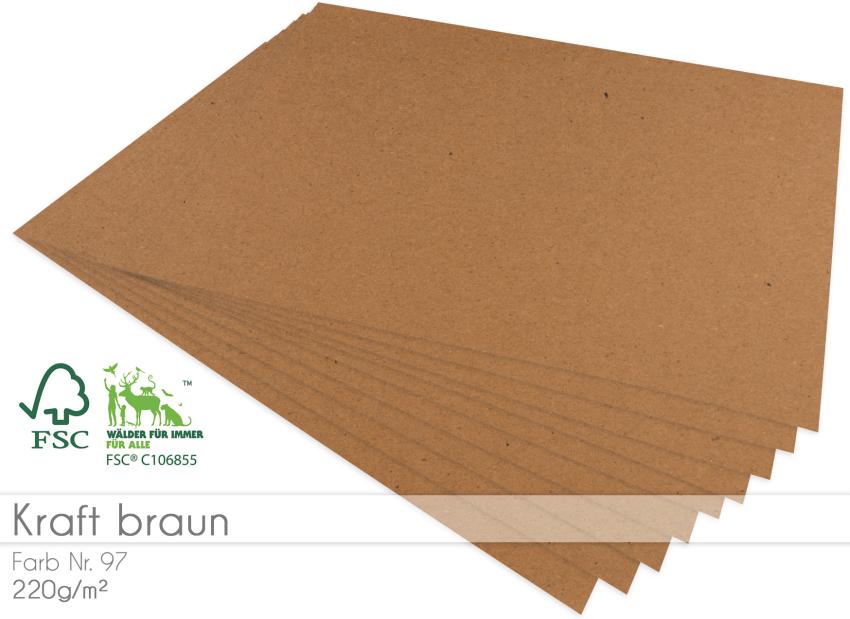 Scrapbooking-/ Bastelpapier 220g/m² DIN A3 in kraft braun