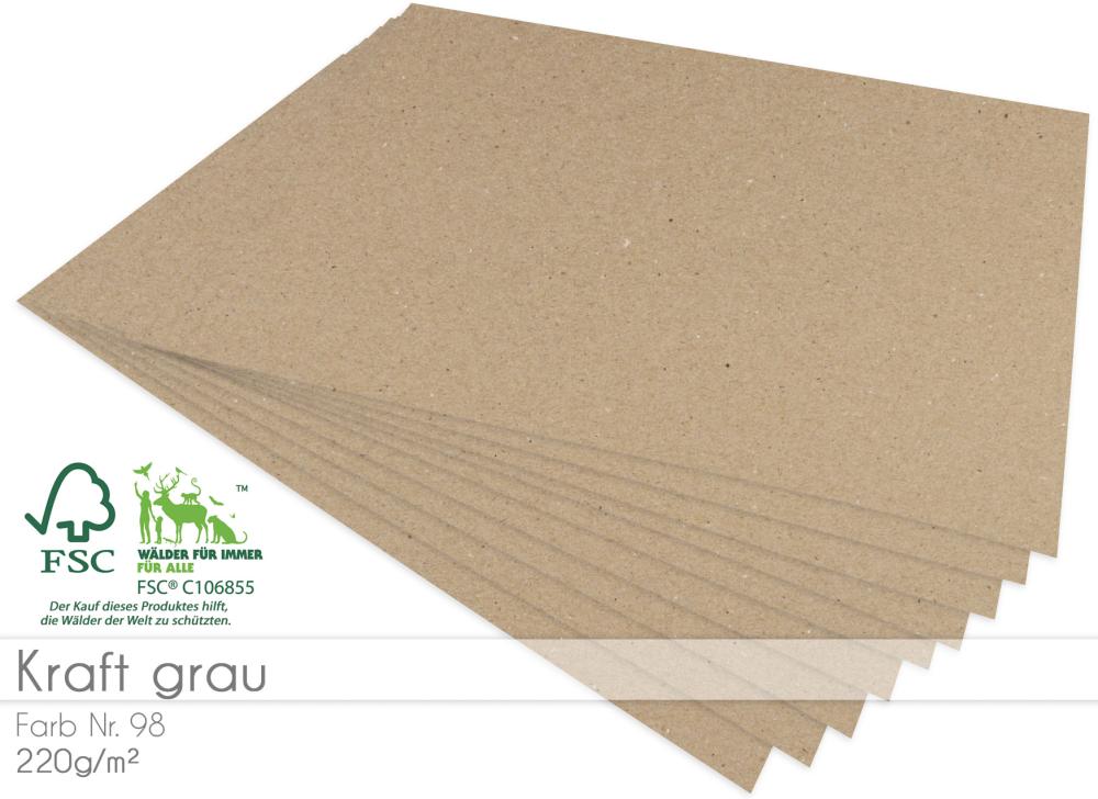 Cardstock "Recycling" - Bastelpapier 220g/m² DIN A4 in kraft grau