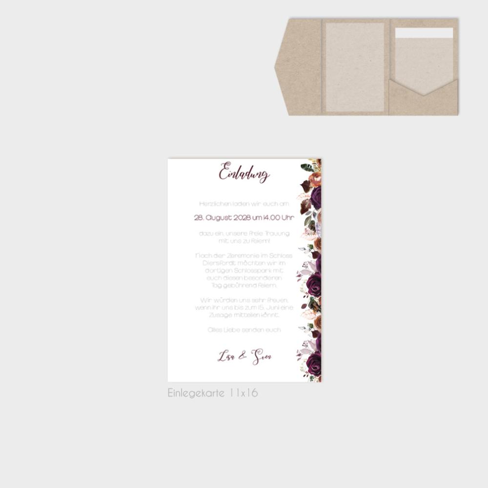 Einlegekarte "Boho Violett-Flower" 11x16