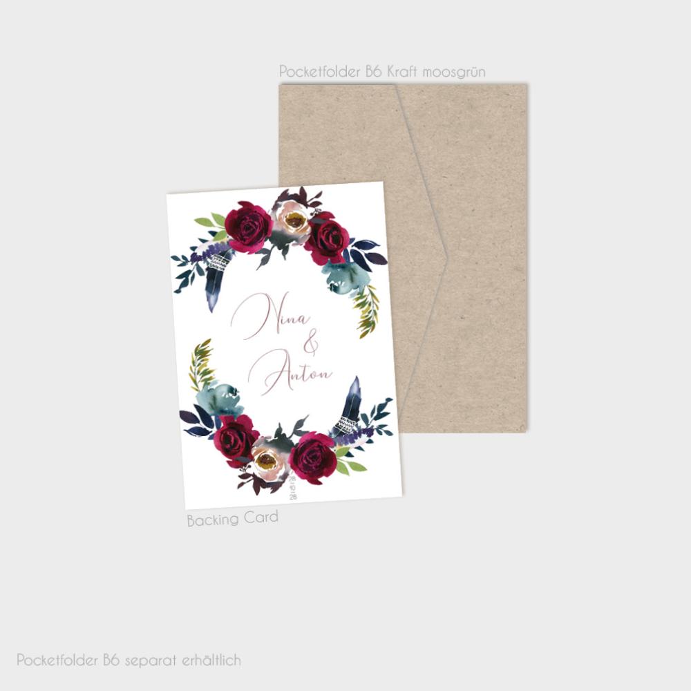 Backing-Card "Kraft White Roses" 11x16